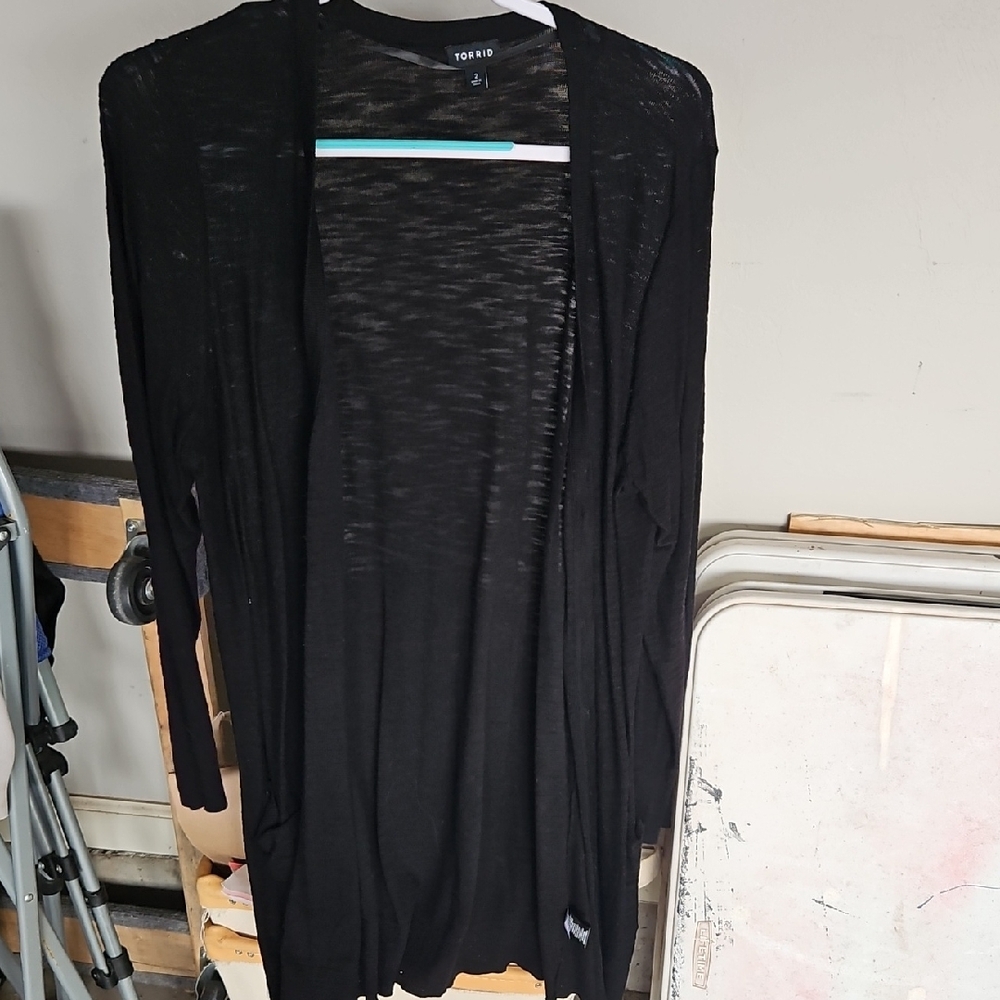 Torrid Black Open-Front Cardigan
